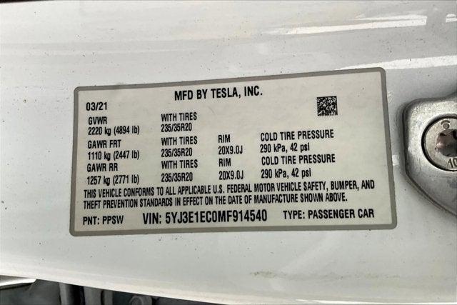 used 2021 Tesla Model 3 car, priced at $26,999