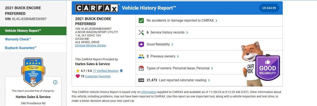 used 2021 Buick Encore car, priced at $22,999