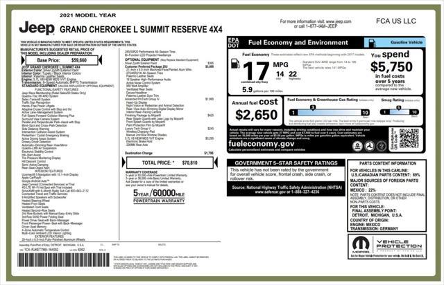 used 2021 Jeep Grand Cherokee L car, priced at $44,999