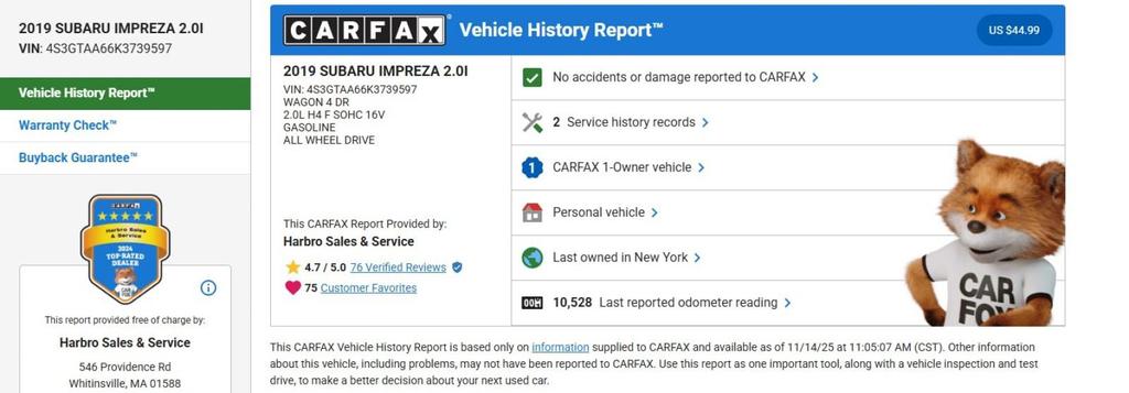 used 2019 Subaru Impreza car, priced at $21,999