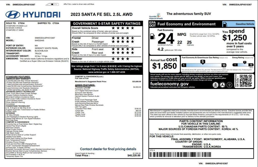 used 2023 Hyundai Santa Fe car, priced at $32,999
