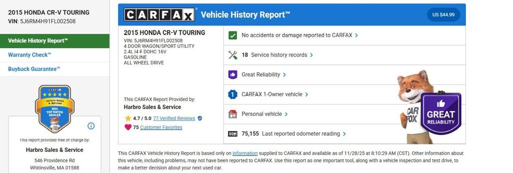 used 2015 Honda CR-V car, priced at $20,999