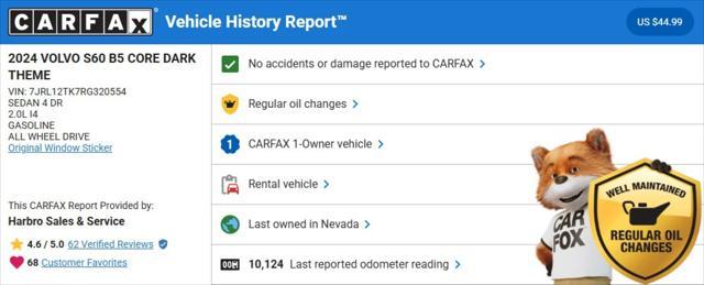 used 2024 Volvo S60 car, priced at $32,282