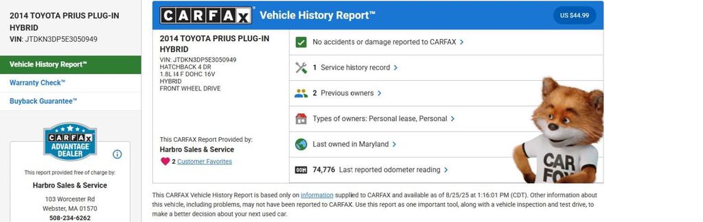 used 2014 Toyota Prius Plug-in car, priced at $15,999