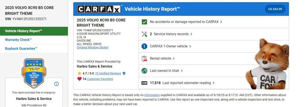 used 2025 Volvo XC90 car, priced at $48,999
