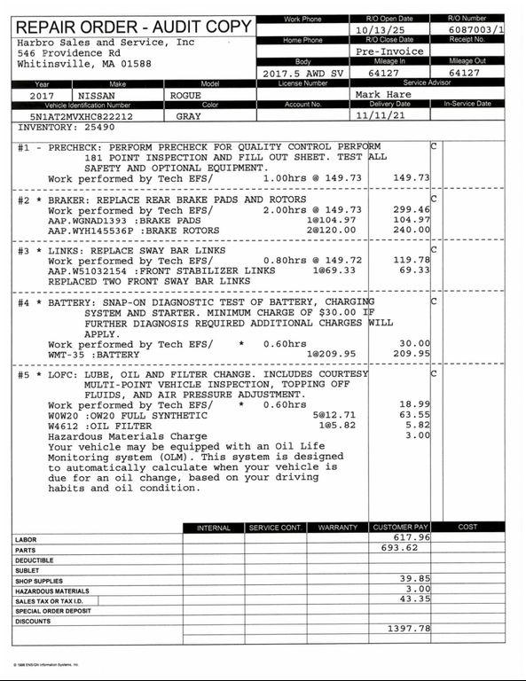 used 2017 Nissan Rogue car, priced at $18,999