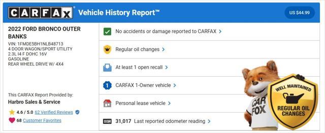 used 2022 Ford Bronco car, priced at $41,997