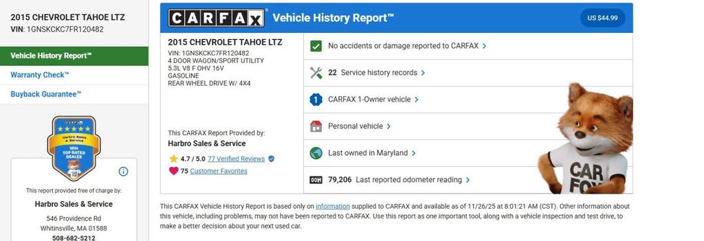 used 2015 Chevrolet Tahoe car, priced at $29,999