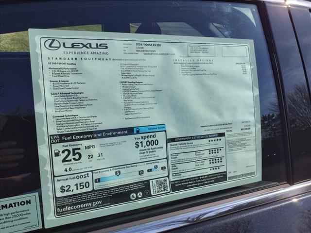 new 2024 Lexus ES 350 car, priced at $51,130