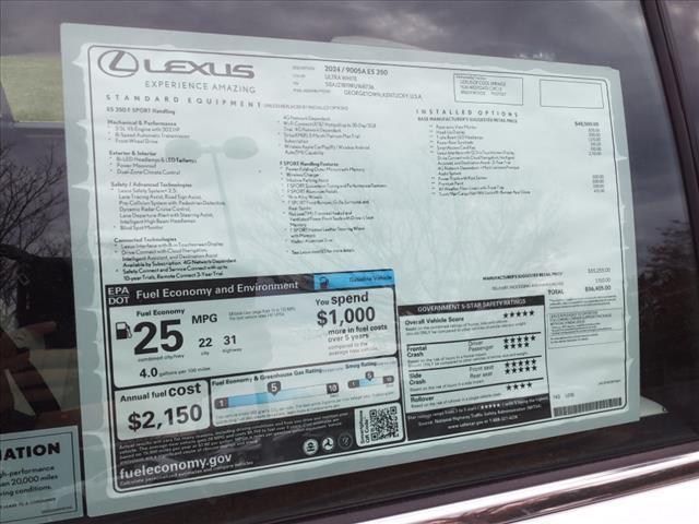 new 2024 Lexus ES 350 car, priced at $56,405