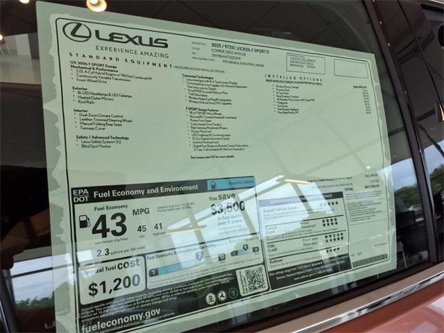 new 2025 Lexus UX 300h car, priced at $43,524