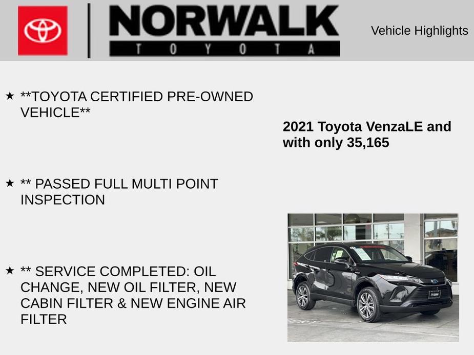 used 2021 Toyota Venza car, priced at $28,000