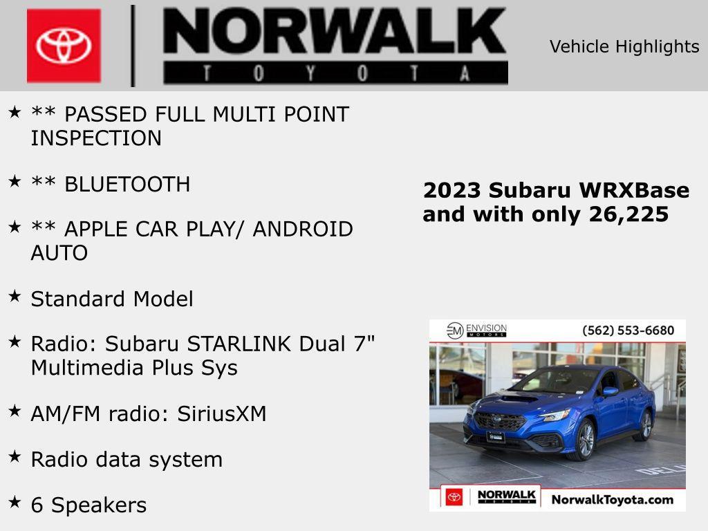 used 2023 Subaru WRX car, priced at $25,488