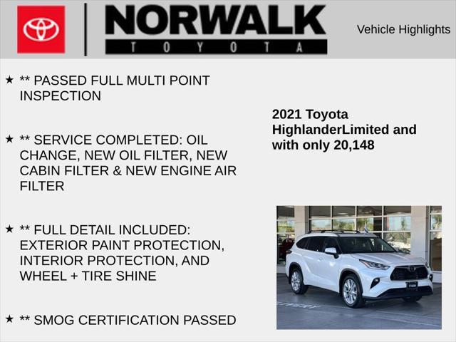 used 2021 Toyota Highlander car, priced at $39,995