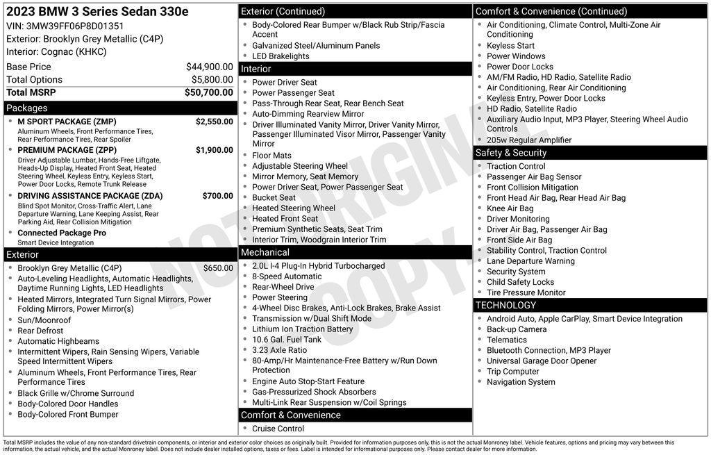 used 2023 BMW 330e car, priced at $32,900