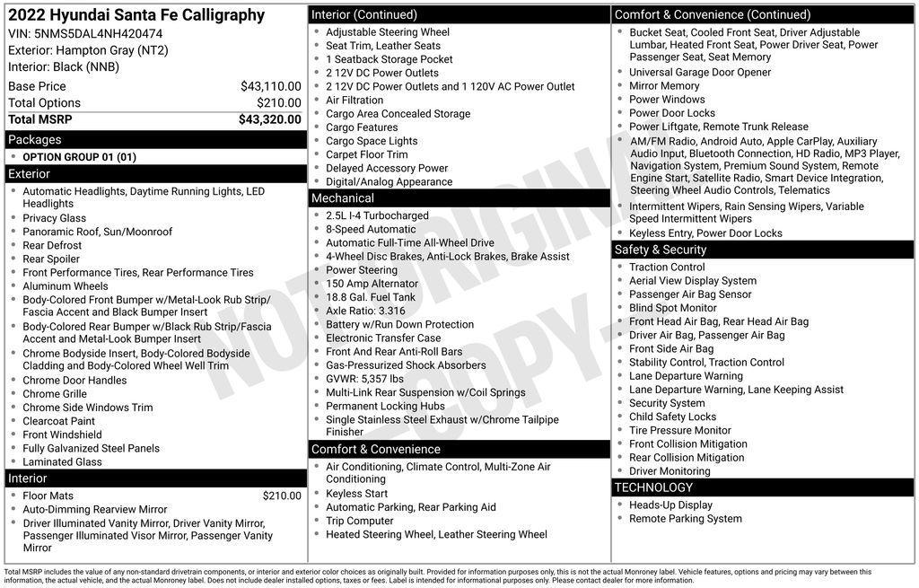 used 2022 Hyundai Santa Fe car, priced at $27,500