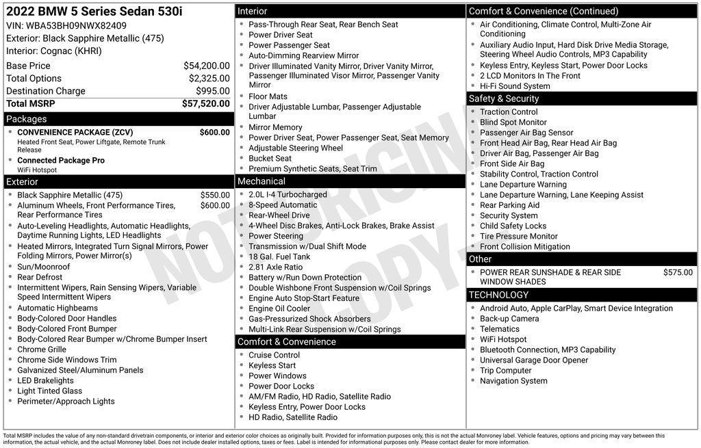 used 2022 BMW 530 car, priced at $27,500