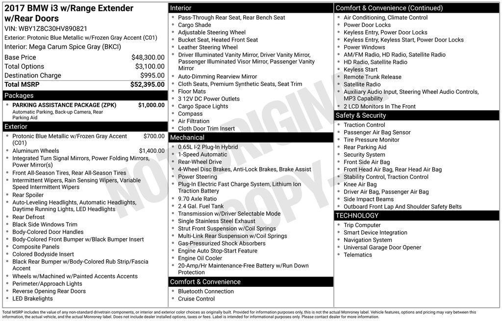 used 2017 BMW i3 car