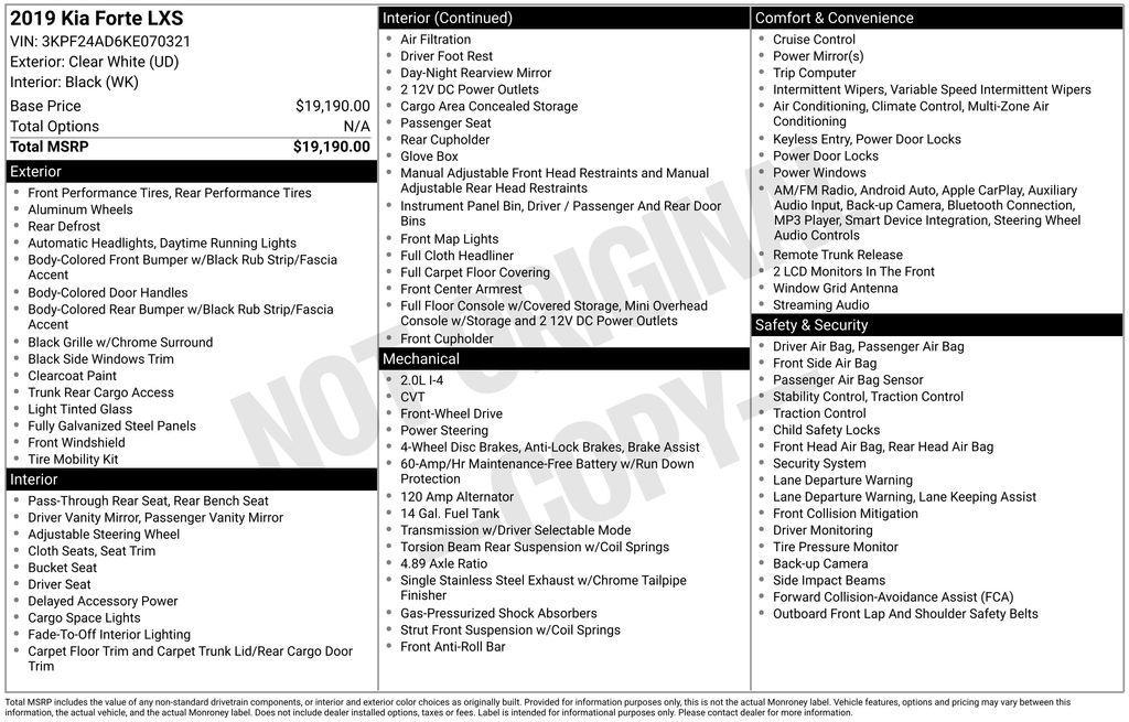 used 2019 Kia Forte car, priced at $12,900