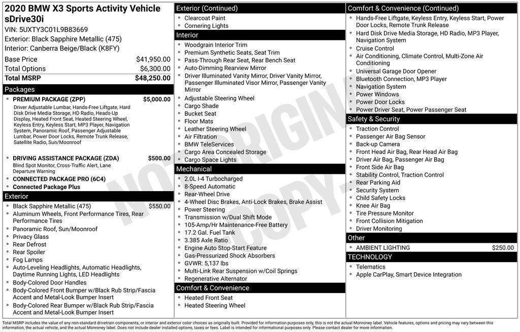 used 2020 BMW X3 car, priced at $18,900