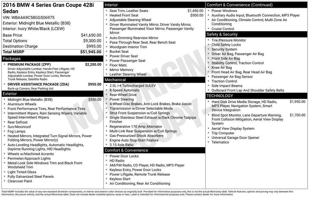 used 2016 BMW 428 Gran Coupe car, priced at $15,700