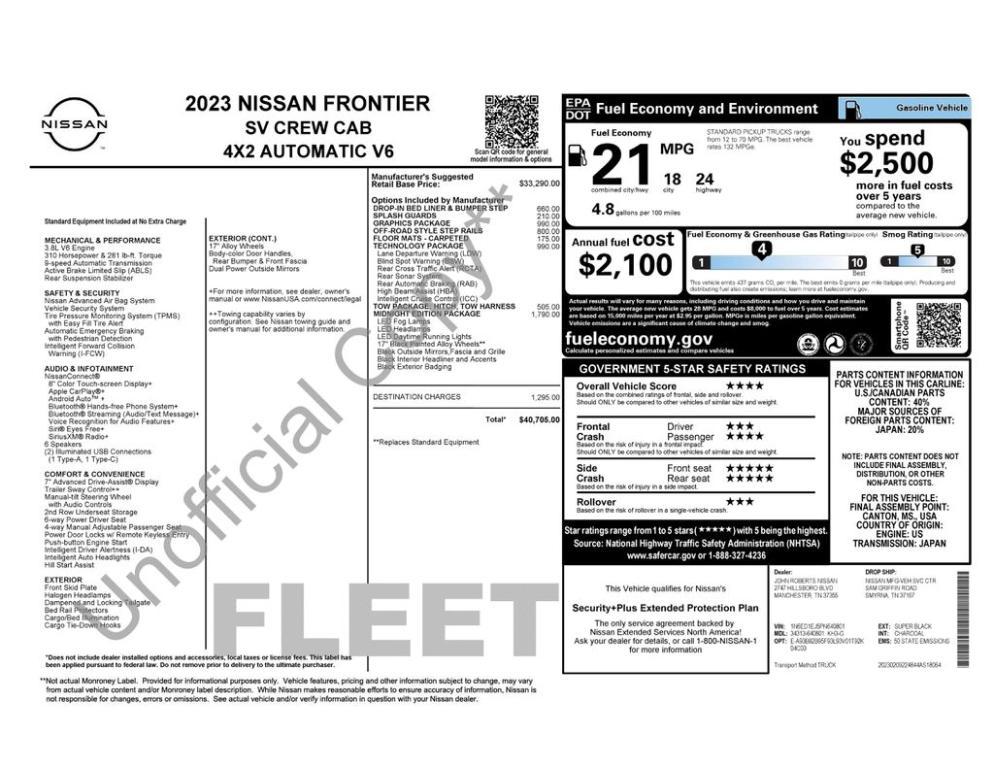 used 2023 Nissan Frontier car, priced at $26,900