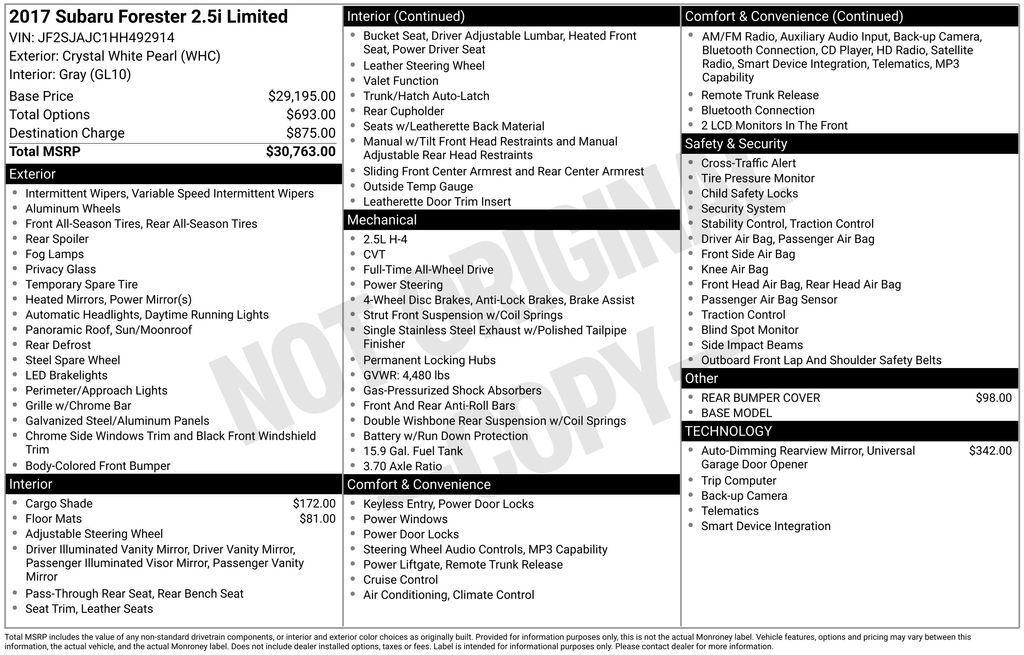 used 2017 Subaru Forester car, priced at $10,900