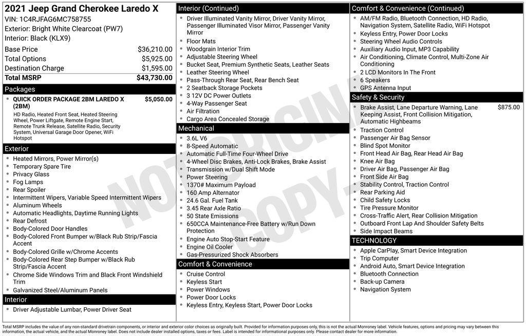 used 2021 Jeep Grand Cherokee car, priced at $14,900