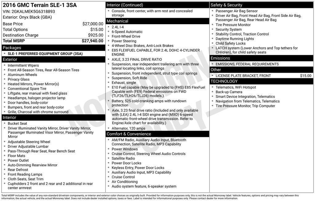 used 2016 GMC Terrain car, priced at $11,900