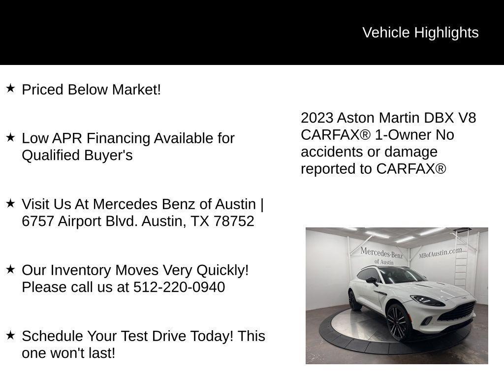 used 2023 Aston Martin DBX car, priced at $119,900