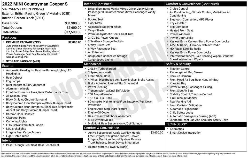 used 2022 MINI Countryman car, priced at $22,903