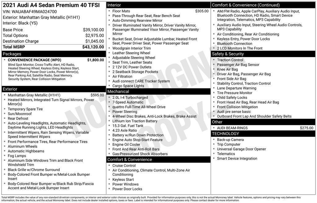 used 2021 Audi A4 car, priced at $22,500