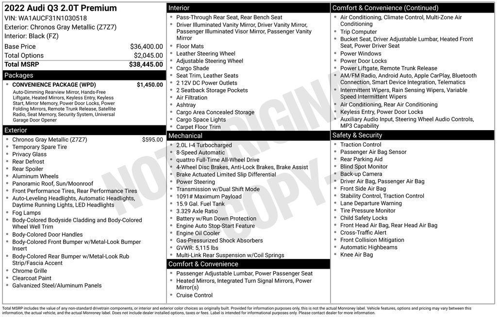 used 2022 Audi Q3 car, priced at $24,900