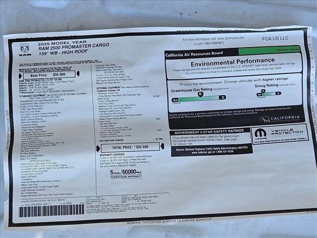 new 2025 Ram ProMaster 2500 car, priced at $47,720