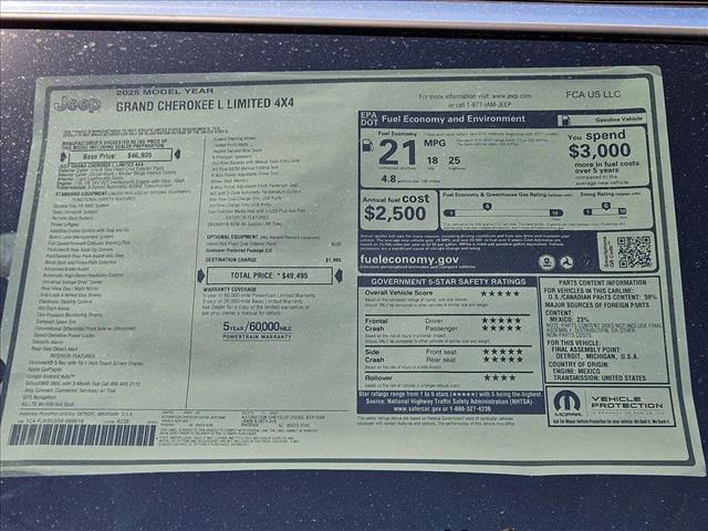 new 2025 Jeep Grand Cherokee L car, priced at $49,495