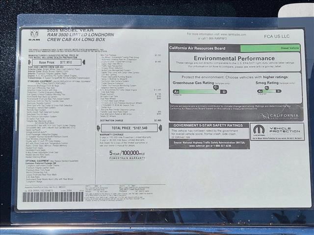 new 2025 Ram 3500 car, priced at $92,967