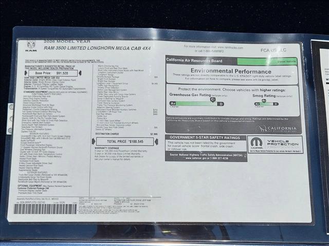 new 2026 Ram 3500 car, priced at $93,176