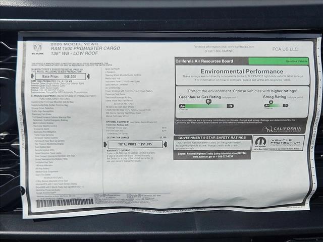 new 2026 Ram ProMaster 1500 car, priced at $49,705