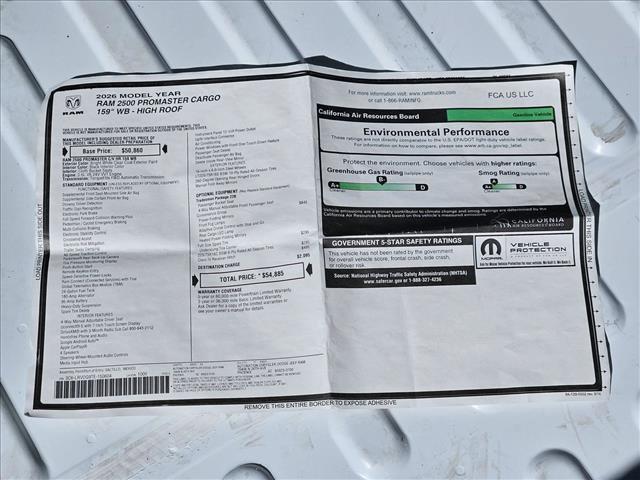 new 2026 Ram ProMaster 2500 car, priced at $53,385