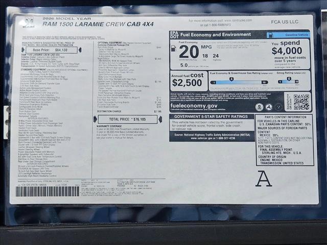 new 2026 Ram 1500 car, priced at $65,857