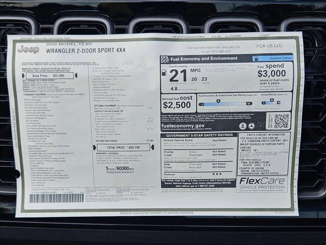 new 2025 Jeep Wrangler car, priced at $32,630