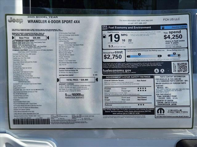 new 2025 Jeep Wrangler car, priced at $32,183