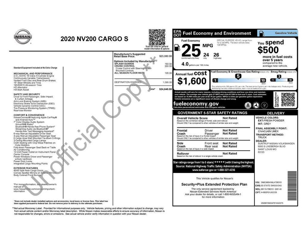used 2020 Nissan NV200 car, priced at $19,895