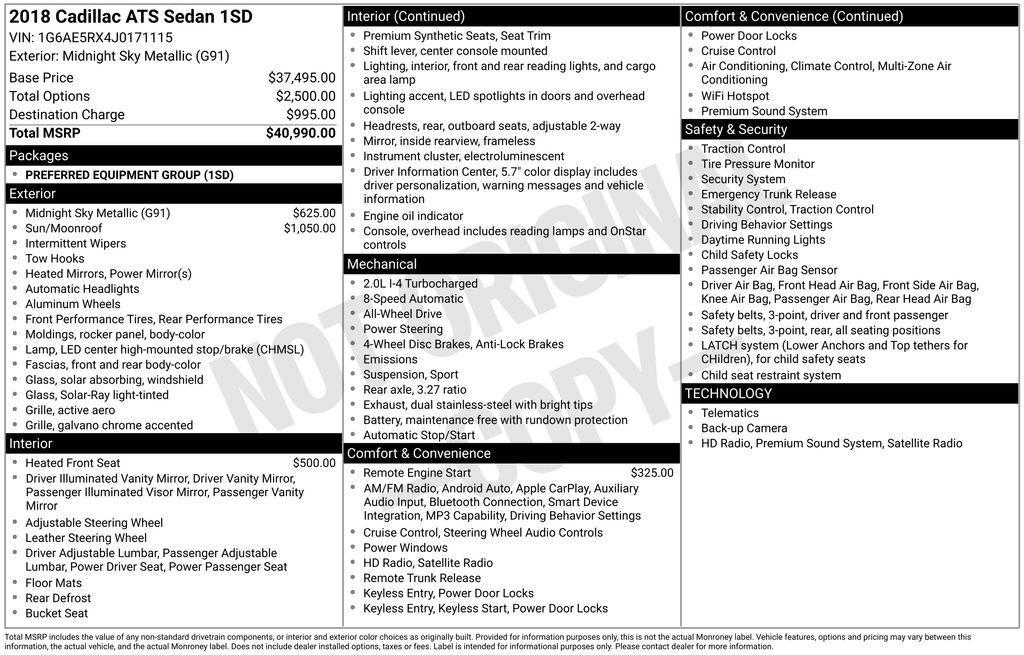 used 2018 Cadillac ATS car, priced at $16,995