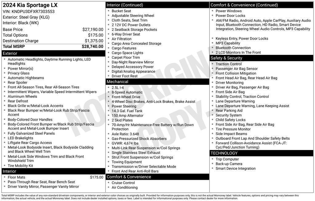 used 2024 Kia Sportage car, priced at $21,535