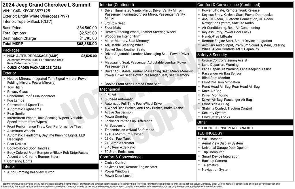 used 2024 Jeep Grand Cherokee L car, priced at $44,105