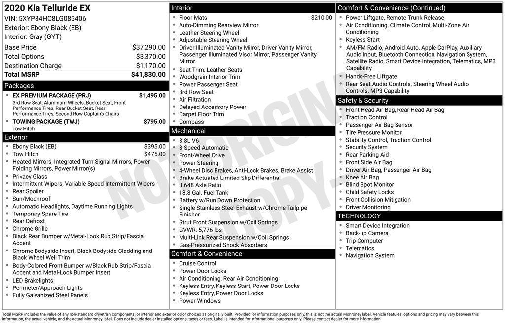 used 2020 Kia Telluride car, priced at $19,995