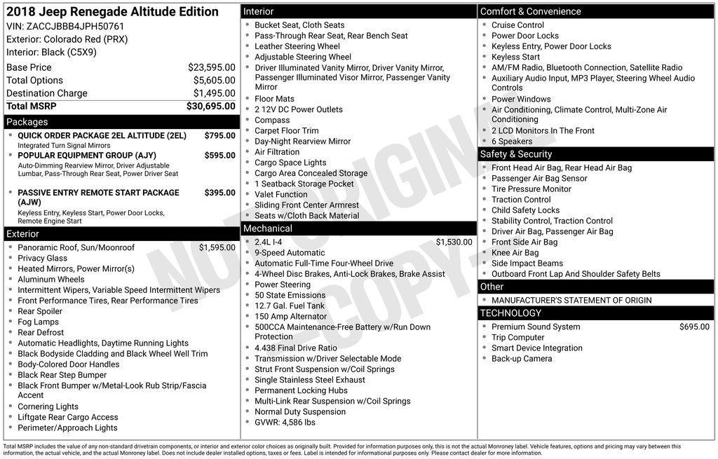 used 2018 Jeep Renegade car, priced at $14,155