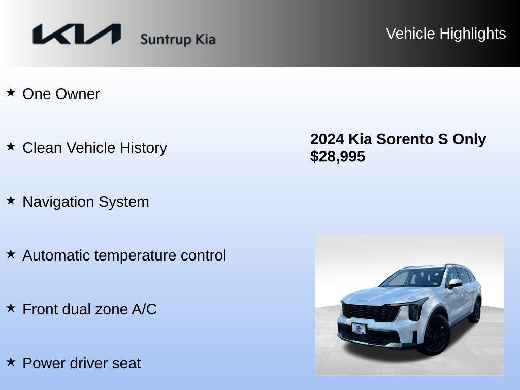 used 2024 Kia Sorento car, priced at $28,995