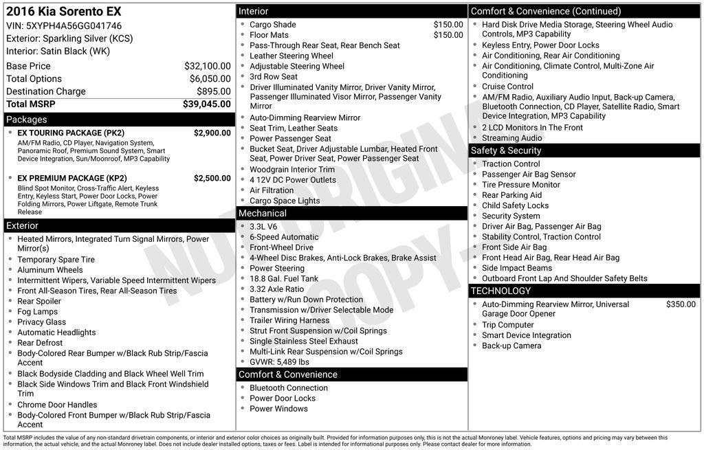 used 2016 Kia Sorento car, priced at $9,995